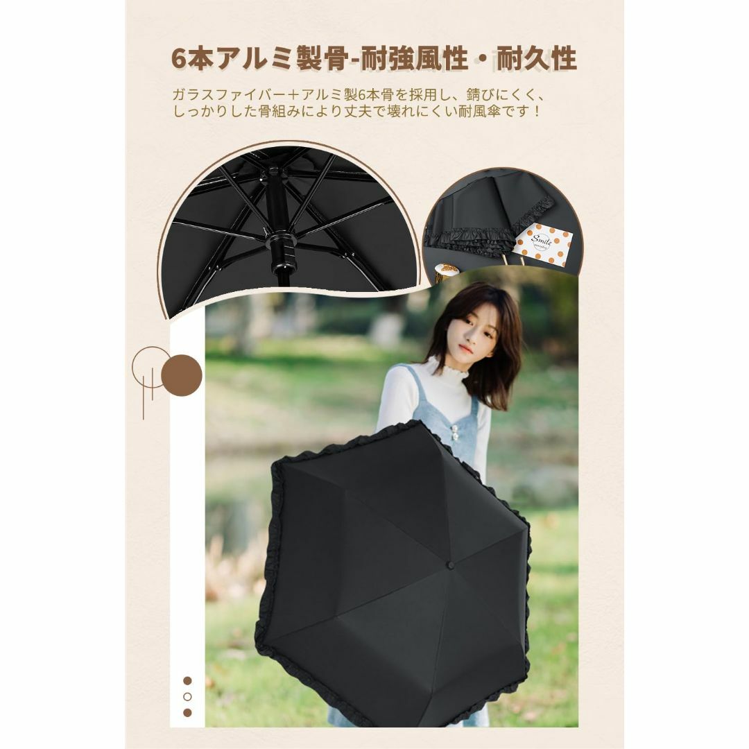 【色: フリル-ホワイト】折りたたみ傘 超軽量 174g-210g 日傘 UVカ レディースのファッション小物(その他)の商品写真