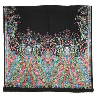 ETRO - エトロ ETRO カシミヤ100％ ペイズリー柄 大判 ストール マフラー 黒