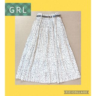 グレイル(GRL)の【GRL】ベルト付きドット柄プリーツスカート（Mサイズ）(ロングスカート)