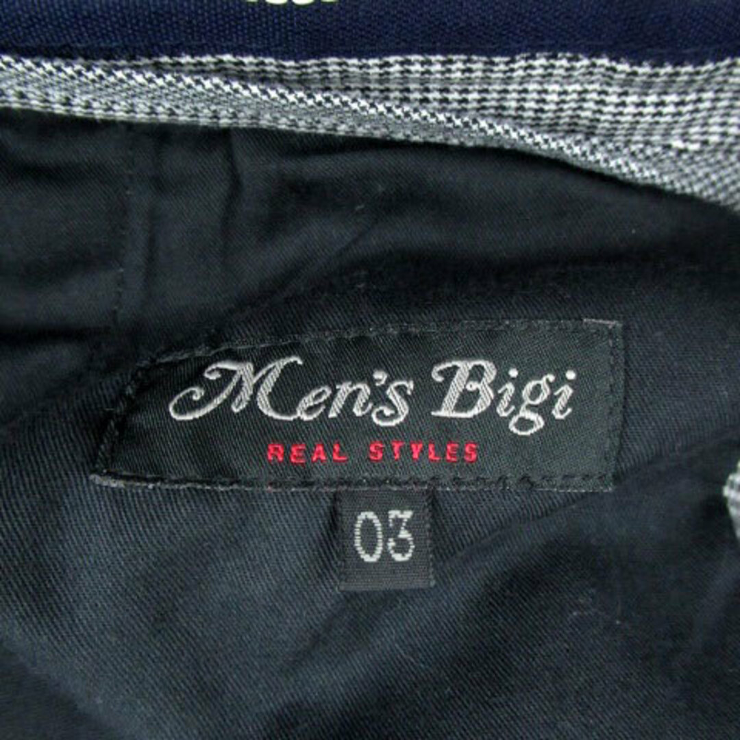 MEN'S BIGI(メンズビギ)のメンズビギ スラックスパンツ テーパードパンツ 麻 03 L オフホワイト 黒 メンズのパンツ(スラックス)の商品写真