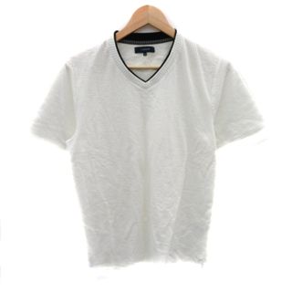 タカキュー(TAKA-Q)のタカQ タカキュー カットソー 半袖 Vネック ストライプ柄 M オフホワイト(Tシャツ/カットソー(半袖/袖なし))