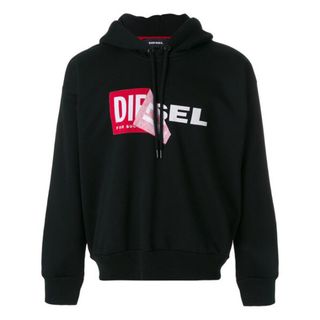 ディーゼル(DIESEL)のDIESEL パーカー XL ロゴ　S-ALBY プルオーバー　ブラック(パーカー)