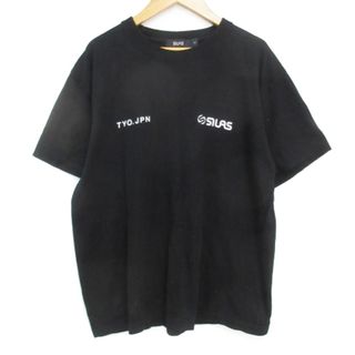 サイラス(SILAS)のサイラス Tシャツ カットソー 半袖 クルーネック ロゴプリント L 黒 白(Tシャツ/カットソー(半袖/袖なし))