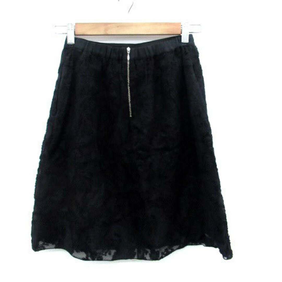LOUNIE(ルーニィ)のルーニィ フレアスカート ひざ丈 ペイズリー柄 38 M 黒 ブラック レディースのスカート(ひざ丈スカート)の商品写真