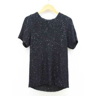 【夏物 新入荷】▼Drawer/ドゥロワー▼スパンコールニット/カットソー/半袖  ブラック/黒 レディース 1【中古】 春夏  034042