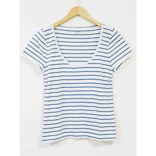 ジェイクルー(J.Crew)の【夏物 新入荷】☆J.CREW/ジェイクルー☆オーガニックスラブボーダーカットソー/シャツ/Tシャツ/カジュアル/半袖 ホワイト×ブルー/白×青 レディース M【中古】夏 705042(Tシャツ(半袖/袖なし))