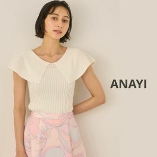 ANAYI - 2万円2022■アナイ　和紙リブビッグカラープルオーバー　サマーニット　ホワイト