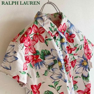 ラルフローレン(Ralph Lauren)のラルフローレン 花柄 シアサッカー 半袖 ウエスタン シャツ 15 白 ホワイト(シャツ/ブラウス(半袖/袖なし))