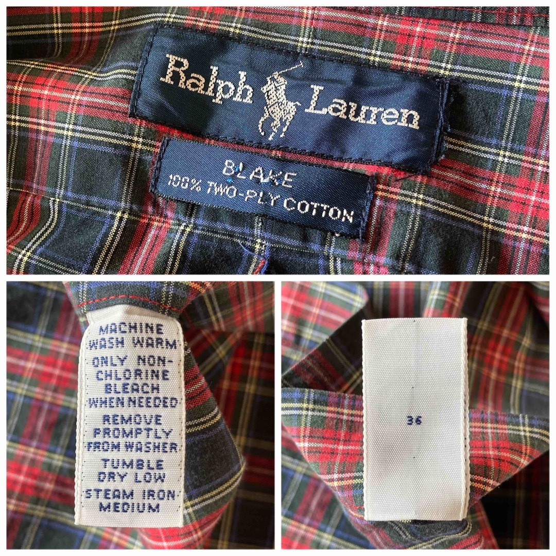 Ralph Lauren(ラルフローレン)のビンテージ ラルフローレン BLAKE リサイズ チェック BD ロング シャツ レディースのトップス(シャツ/ブラウス(長袖/七分))の商品写真