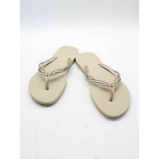 havaianas - 【夏物 新入荷】★havaianas/ハワイアナス★スリムビーチサンダル/おしゃれ/カジュアル/トングサンダル/サンダル/シューズ/靴 ベージュ レディース 35-36【中古】夏 105042