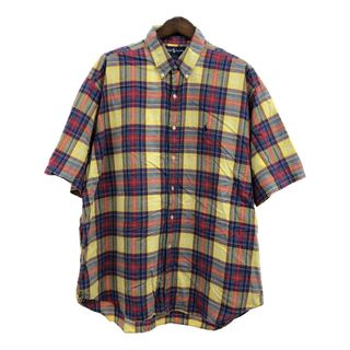 RALPH LAUREN ラルフローレン BLAKE ボタンダウン 半袖シャツ 大きいサイズ マルチカラー (メンズ 2XL) 中古 古着 Q5892(シャツ)