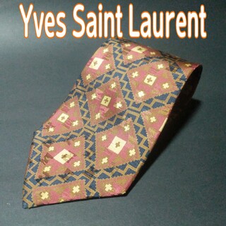イヴサンローラン(Yves Saint Laurent)の極美品　イヴサンローラン　イブサンローラン　チェック　格子柄　小紋　ネクタイ(ネクタイ)