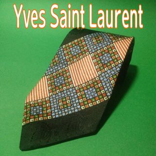 イヴサンローラン(Yves Saint Laurent)の【極美品】イヴサンローラン　イブサンローラン　チェック　ペイズリー　ネクタイ　ブ(ネクタイ)