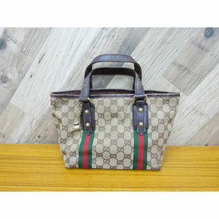 グッチ(Gucci)のK水051/ グッチ キャンバス レザー チャーム付 シェリーライン(ハンドバッグ)