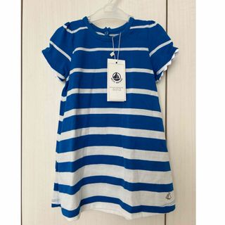 プチバトー(PETIT BATEAU)の新品未使用　プチバトー　ワンピース　12mon ボーダー　マリン　女の子(ワンピース)