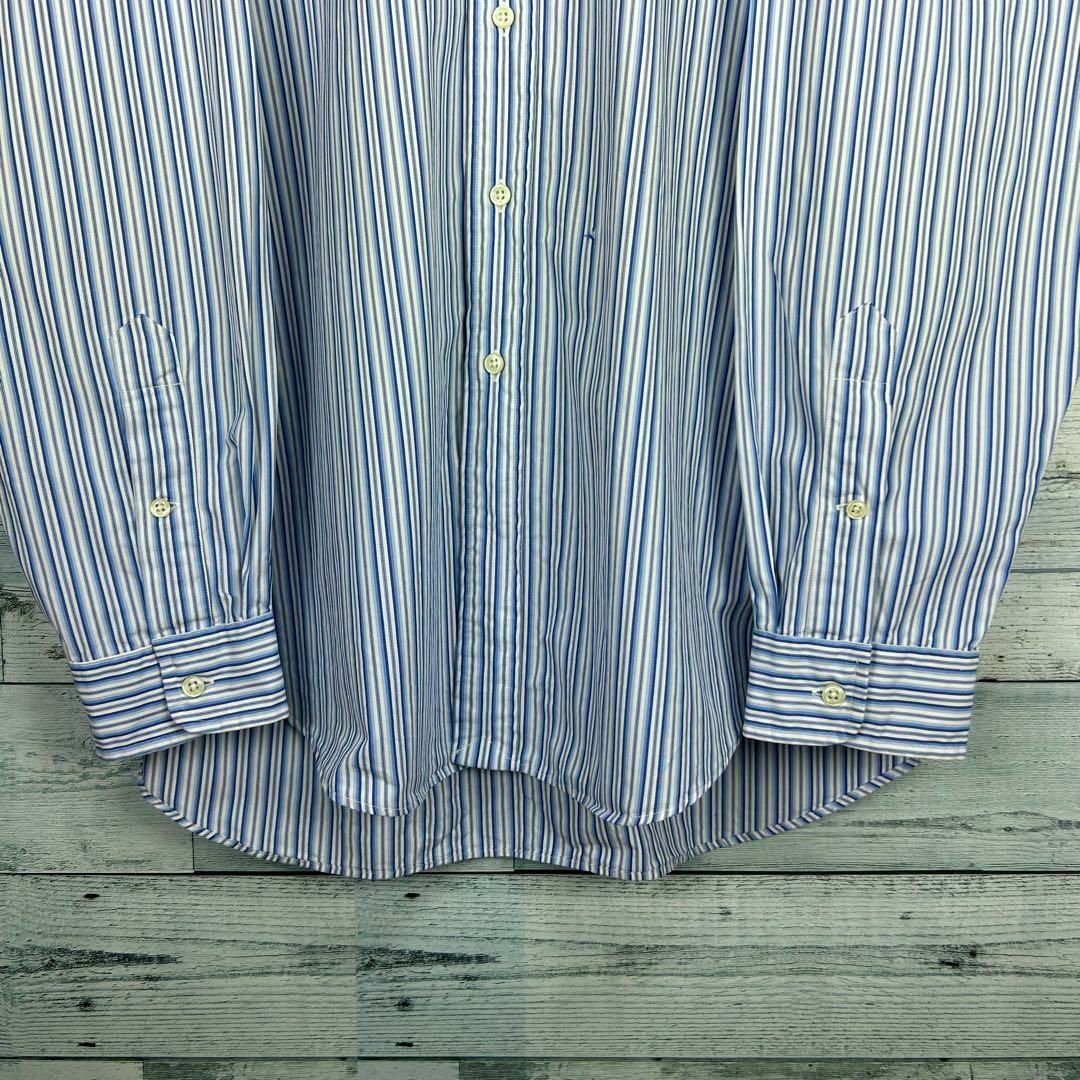 Ralph Lauren(ラルフローレン)のラルフローレン 刺繍ロゴ 長袖 BDシャツ ストライプ 青白 XL-XXL相当 メンズのトップス(シャツ)の商品写真