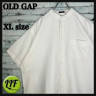 GAP - オールドギャップ 90s 胸ポケット 半袖ノーカラーシャツ ホワイト XL