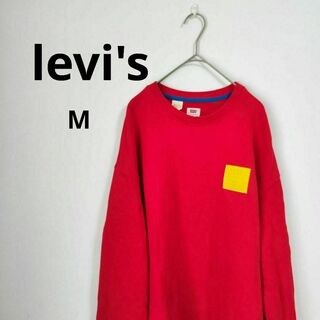 Levi's - 【levi's】リーバイス(M) ロゴトレーナー【美品】レッド　ワンポイントロゴ