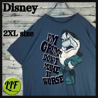 Disney - ディズニー キャラクタープリント 七人のこびと 半袖 Tシャツ ネイビー XXL