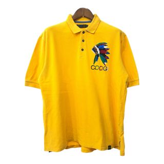 COOGI クージー ワンポイント ポロシャツ 大きいサイズ イエロー (メンズ 2XL) 中古 古着 Q5951(ポロシャツ)