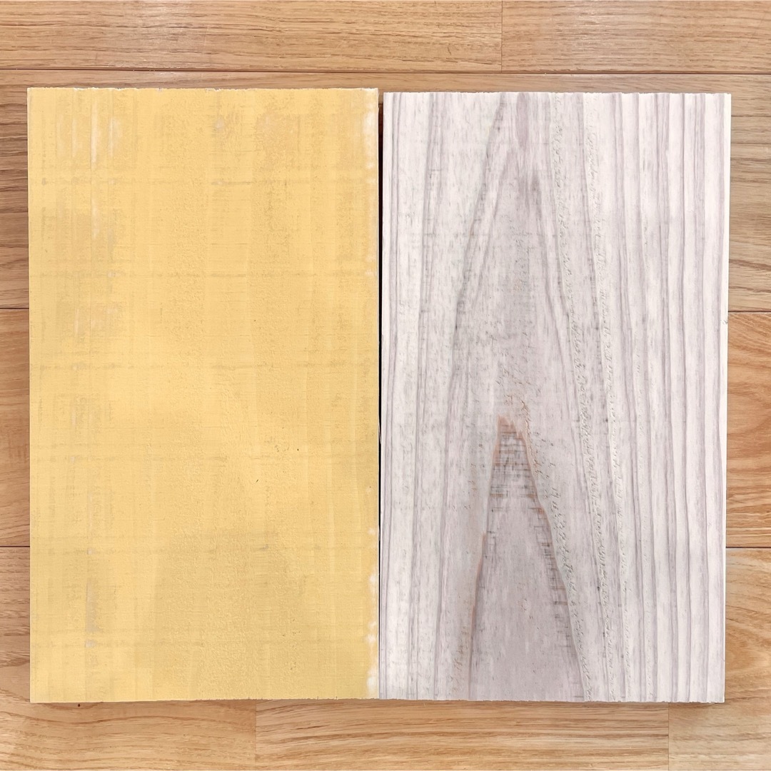 【木工屋の国産杉エイジング板　5枚セット（黄）】ヴィンテージ　古材風　DIY ハンドメイドの素材/材料(その他)の商品写真