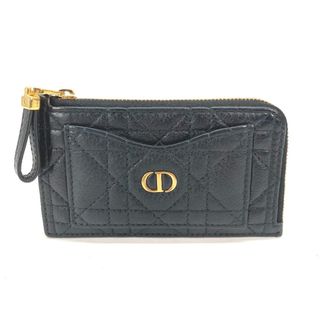 Dior - ディオール Dior Dior Caro Cosmos ジップ カードホルダー S5131UWHC_M900 カロ カナージュ L字ファスナー 小銭入れ ウォレット カードケース コインケース レザー ブラック