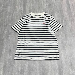 Tシャツ 半袖 チャムス ボーダー バックロゴ 刺繍ロゴ M コットン 綿