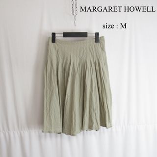 MARGARET HOWELL リネン プリーツ スカート フレア タック 麻