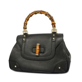 グッチ(Gucci)の【4ib1098】グッチ ハンドバッグ/バンブー/137351/レザー/ブラック/ゴールド金具 【中古】 レディース(ハンドバッグ)