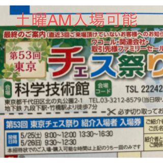 ワコール(Wacoal)のチェス祭り東京　土曜AM入場可能　4枚(その他)