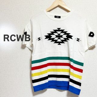 RODEO CROWNS WIDE BOWL - RCWB　ロデオクラウンズ　ワイドボウル　半袖　ニット　白　オルテガ　ジャカード