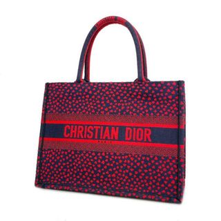 ディオール(Dior)の【4ib1136】クリスチャンディオール トートバッグ/ブックトート/キャンバス/ネイビー/レッド 【中古】 レディース(トートバッグ)