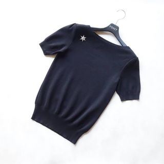 フォクシー(FOXEY)のFOXEY 38 着やせ KNIT TOPS 黒(ニット/セーター)