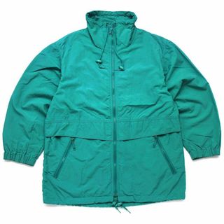 エディーバウアー(Eddie Bauer)の90s USA製 EddieBauerエディーバウアー ハイネック ナイロンジャケット エメラルドグリーン W-S★オールド ビンテージ アウトドア コート(その他)