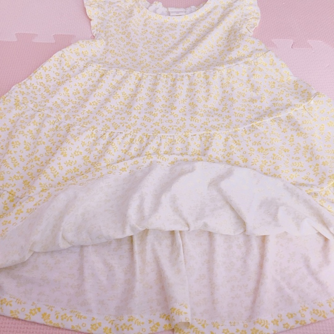 ワンピース　いちご　花柄　黄色　120 美品 キッズ/ベビー/マタニティのキッズ服女の子用(90cm~)(ワンピース)の商品写真