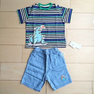 【新品未使用】子供服　キッズ　男の子　恐竜　上下セット　100cm　半袖(その他)