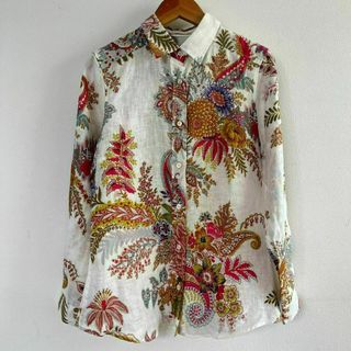 エトロ(ETRO)の美品 ETRO エトロ リネン フローラル シャツ ブラウス 花柄 総柄(シャツ/ブラウス(長袖/七分))