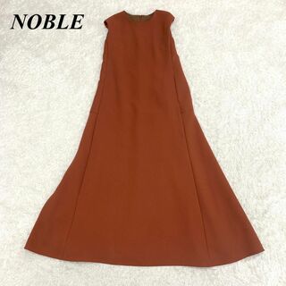 ノーブル(Noble)のノーブル NOBLE フレアワンピース  38  Mサイズ オレンジ □(ロングワンピース/マキシワンピース)