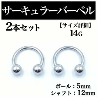 サーキュラーバーベル 14G 2本 ボディピアス ピアス ボール5mm BP97(ピアス(片耳用))