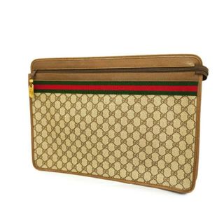 グッチ(Gucci)の【4ib1233】グッチ クラッチバッグ/GGスプリーム/シェリーライン/017 37 4126/PVC/ブラウン/ゴールド金具 【中古】 レディース(セカンドバッグ/クラッチバッグ)