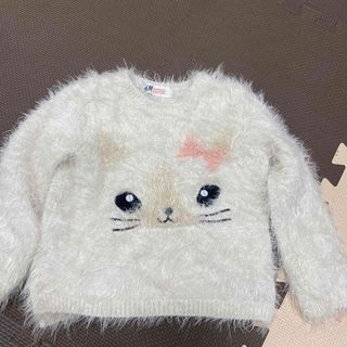 エイチアンドエム(H&M)の85-105サイズ　H&M ネコ　猫　ふわふわ　トップス　暖かい　長袖(ニット)