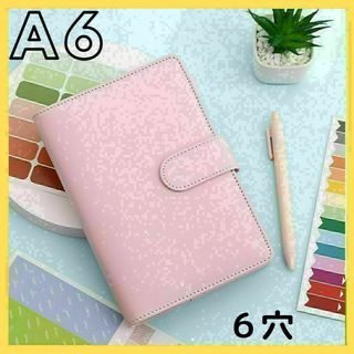 マカロン　A6 バインダー ピンク　ファイル　トレカ　PU レザー 746(ファイル/バインダー)