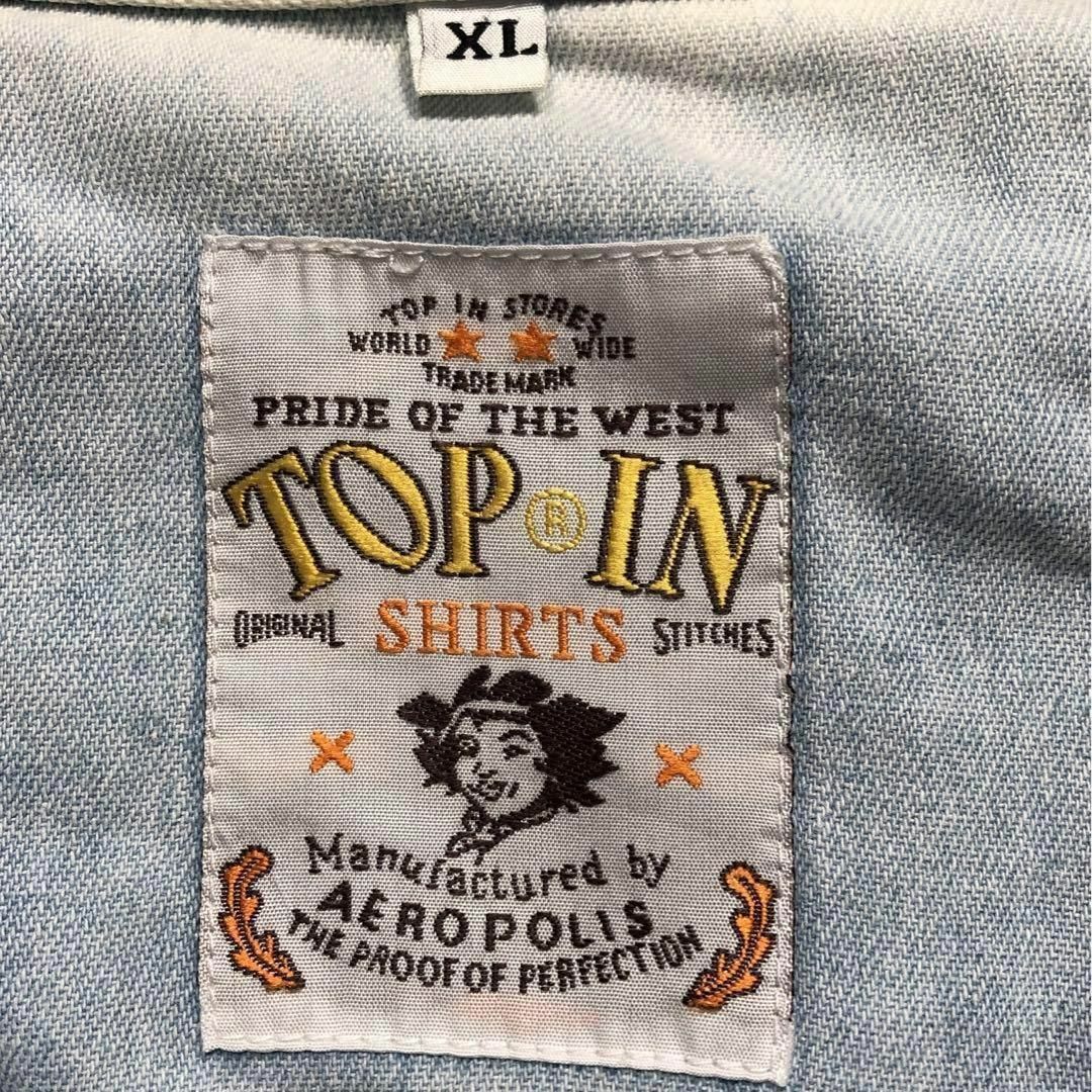 VINTAGE(ヴィンテージ)のヴィンテージ TOP IN アイスウオッシュ シャンブレシャツ 銅ボタン 刺繍 メンズのトップス(Tシャツ/カットソー(七分/長袖))の商品写真