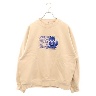 ADER ERROR アーダーエラー 21AW ×Maison Kitsune Meditation Fox Sweatshirt ×メゾンキツネ フロントロゴパッチ クルーネックスウェット ベージュ BKKFWSW02IV(スウェット)