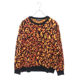 THE BLACK EYE PATCH ブラックアイパッチ OG LABELFLAMES KNIT SWEATER ファイヤークルーネックニット ブラック/レッド(ニット/セーター)