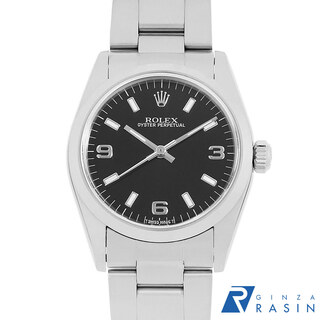 ロレックス(ROLEX)のロレックス オイスターパーペチュアル 67480 ブラック 369ホワイトバー U番 ボーイズ(ユニセックス) 中古 腕時計(腕時計(アナログ))