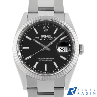 ロレックス(ROLEX)のロレックス デイトジャスト36 126234 ブラック バー 3列 オイスターブレス ランダム番 メンズ 中古 腕時計(腕時計(アナログ))