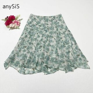 anySiS - anysis フレアスカート ひざ丈 花柄 ドット サイズ2