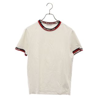 モンクレール(MONCLER)のMONCLER モンクレール 19SS NECK LOGO MAGLIA T-SHIRT E10918000700 87296 ネックリブロゴ半袖Tシャツ ホワイト(Tシャツ/カットソー(半袖/袖なし))