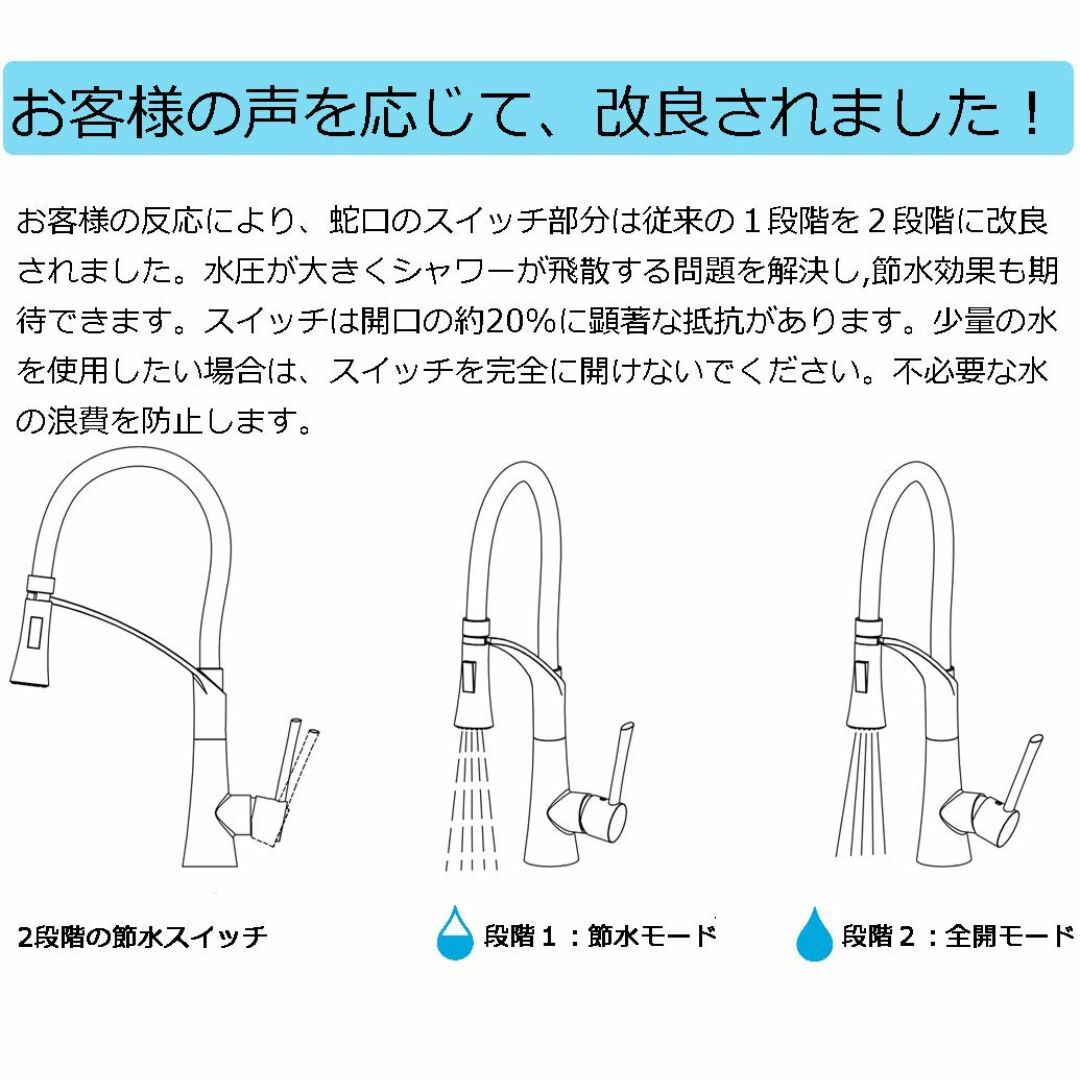 【色:40236SS_JP】CREA キッチン蛇口 キッチン用水栓 シングルレバ インテリア/住まい/日用品のキッチン/食器(その他)の商品写真